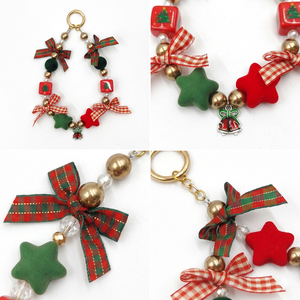 Custom Santa Claus Christmas Tree Crystal Pearl Beaded Phone Chain Wrist Lanyard Keychain <b>Bag</b> <b>Charm</b> for Women - Product Image 3