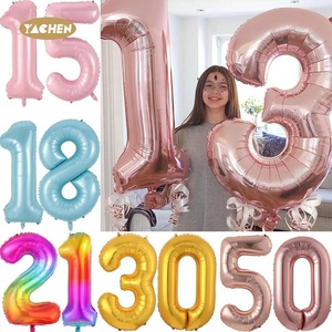 YACHEN, venta al por mayor, Globos gigantes de papel de helio de 40 pulgadas, globos con números, Mylar, globo de dígitos grandes para decoración de fiesta de cumpleaños de boda - Product Image 2