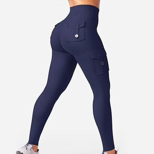 Mallas transpirables impresas con logotipo personalizado con patrón sólido OEM disponible Ropa de gimnasio personalizada para mujer Entrenamiento Fitness Yoga Mejor - Product Image 4