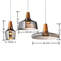 Suspension Nordique en Verre pour Restaurant, Moderne et Simple, Fumé Cognac, en Bois Massif, Lampe Décorative Suspendue, Éclairage LED pour Salle à Manger