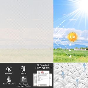Abat-jour à rouleau <span class=keywords><strong>solaire</strong></span> sans fil Free-Stop Ombre filtrante 5% Ouverture Vue à travers le contrôle de l'éblouissement <span class=keywords><strong>Protection</strong></span> UV Stores à rouleau - Product Image 6