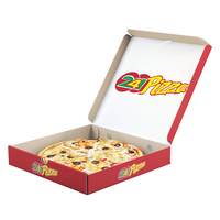 Boîtes à pizza rouges personnalisées avec logo, finition mate et gaufrage, en matériaux recyclés pour l'emballage de sushis et de pizzas