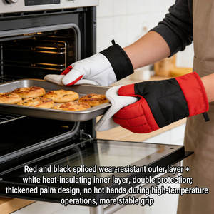 HKZB Customized Cotton Heat Resistant Oven Mitts & Gloves Washable Slip-resistant for Baking Cooking <b>Grilling</b> - Product Image 6