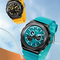 Montre chronographe sport SMAEL 8102 5BAR résistante à l'eau, boîtier en alliage, affichage analogique-numérique lumineux, alarme, bracelet TPU, unisexe