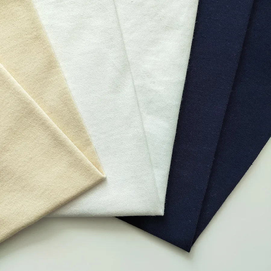 Gute Qualität kardierte Bio-Baumwolle, recyceln Polyester Stricken gefärbte bunte Baby-Stoff