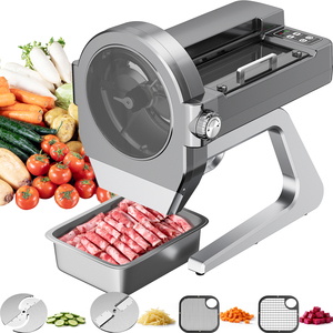 Machine à trancher la viande et à couper les légumes de qualité commerciale, 200 kg/h, moteur en cuivre, lames en acier inoxydable, tension universelle 110V 220V - Product Image 1
