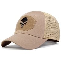 Casquette de baseball tactique Punisher brodée en velours maillé à 6 panneaux, réglable, respirante, camouflage extérieur, unisexe