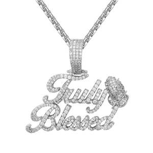 Collier pendentif en zircone cubique pour hommes, bijou avec micro pavé 5A, plaqué or, rhodium et hip hop - Product Image 5