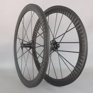 कार्बन फाइबर V ब्रेक wheelset एकीकृत प्रवक्ता 12k टवील ट्यूबलर रिम 350 केन्द्रों के साथ सामने 16 छेद रियर 20 छेद