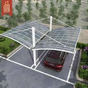 <span class=keywords><strong>Abri</strong></span> de voiture extérieur et camping-carport en panneaux composites d'aluminium avec structure de cadre imitation <span class=keywords><strong>bois</strong></span> - Product Image 1