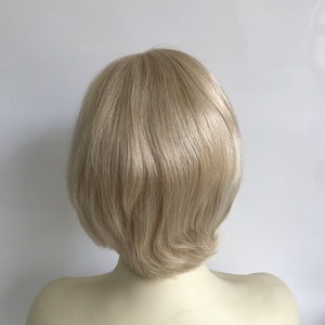 Peluca de Cabello Humano Virgen <span class=keywords><strong>Rubio</strong></span> Suave Europeo de 6 Pulgadas de Largo, con Flequillo, Base de Seda Transparente, 120% de Densidad - Product Image 3