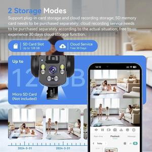 360 °   Cámara Solar Recargable <span class=keywords><strong>para</strong></span> Exteriores, Impermeable IP66, con Audio Bidireccional, Detección Humana por IA, 3 Pantallas, Visión Nocturna en Color - Product Image 5