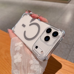 Funda Híbrida Magnética de Cuatro Esquinas para iPhone 17 16 15 14 13 12 Pro Max, Carcasa Transparente Anti-amarilleo de PC y TPU para iPhone 17 - Product Image 4