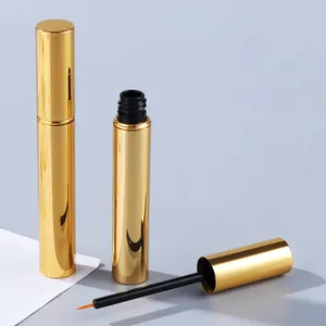 Bouteille d'eyeliner vide de luxe de 5ml en aluminium de couleur or avec baguette