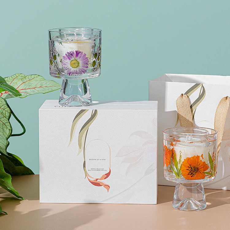 Label Custom Gift Decorative Dry Flower Glass Jar Gel Wax Scented Jelly Candles 1