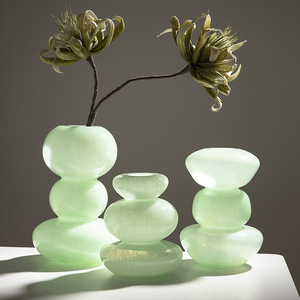 Jarrón de <span class=keywords><strong>cristal</strong></span> antiguo de calabaza, polvo de porcelana de alta calidad, mesa de arte, arreglo floral, adornos, flores frescas, jarrón de <span class=keywords><strong>cristal</strong></span> - Product Image 2