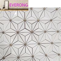 Style américain Triangle Hexagone Dolomite Laiton Blanc Marbre Mosaïque Carreaux de sol et mur