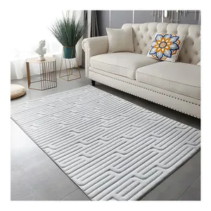 <span class=keywords><strong>Tappeto</strong></span> Moderno Lavabile in Finta Pelliccia Jacquard con Motivi Geometrici per Soggiorno, Morbido e Antiscivolo - Product Image 5