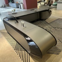 Bureau de direction ergonomique de luxe en L, grand format, haute qualité, durable, à assembler, finition bois laqué brillant, pour usage commercial