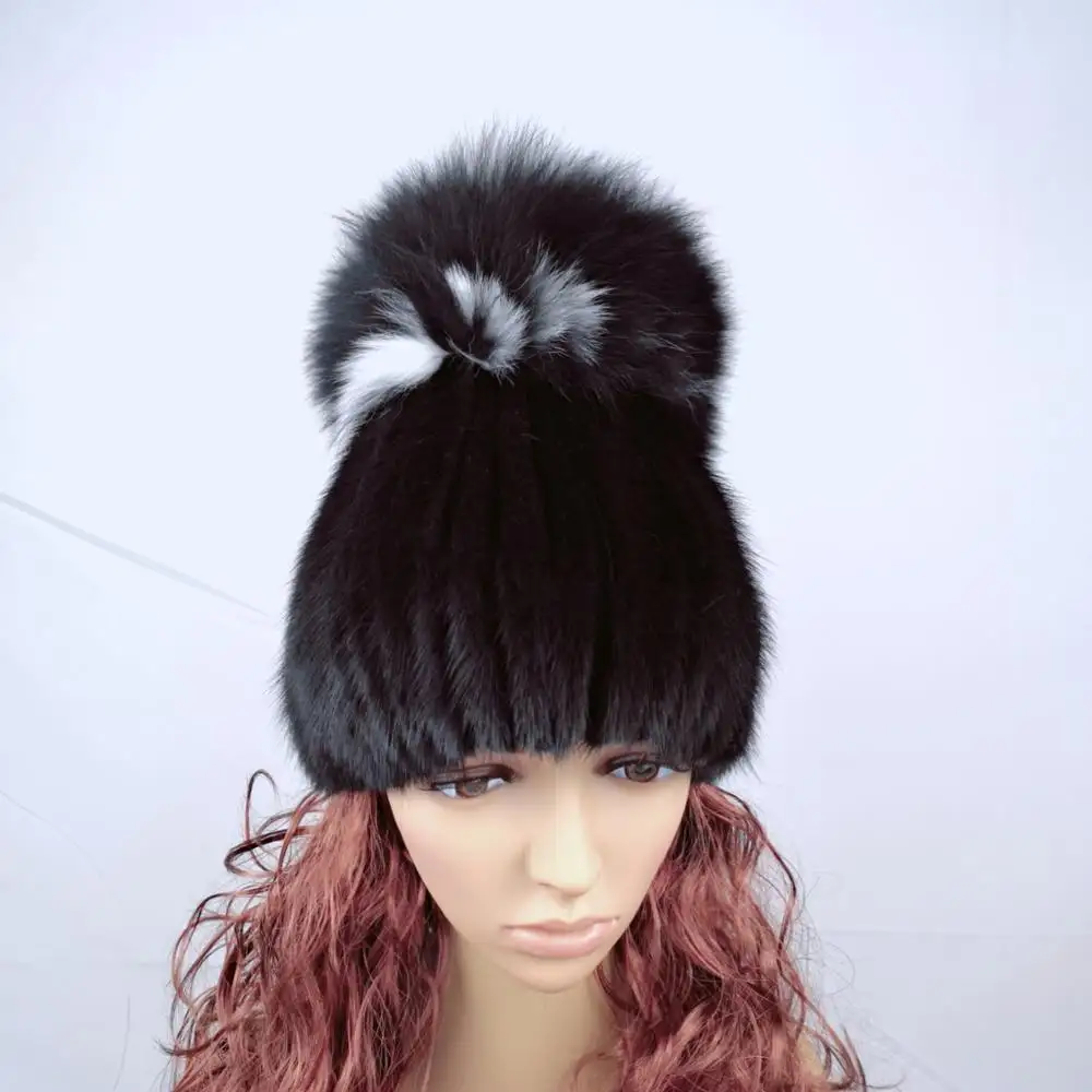 Lovely Real Knitted Mink Fur Hat for women