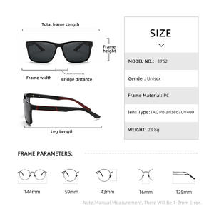 Nouvelles lunettes de soleil de sport pour hommes, polarisées UV400, monture PC, verres TAC, couleur noire, pour la conduite et les activités de plein air - Product Image 3