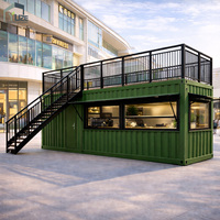 Boutique préfabriquée moderne de 40 pieds, maison modulaire en conteneur maritime à 2 étages avec terrasse sur le toit et salle à manger extérieure