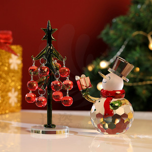 Darzelle <b>Crystal</b> Christmas <b>Tree</b> And Snowman Ornament 20cm Mini Glass Decor For Holiday Gift - Product Image 1