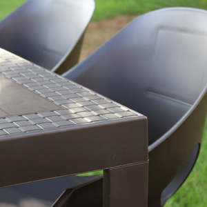 Tavolo Rettangolare da Esterno Dream, Design Contemporaneo Resistente alle Intemperie, 140cm X 85cm, Marrone/Nero - Product Image 3