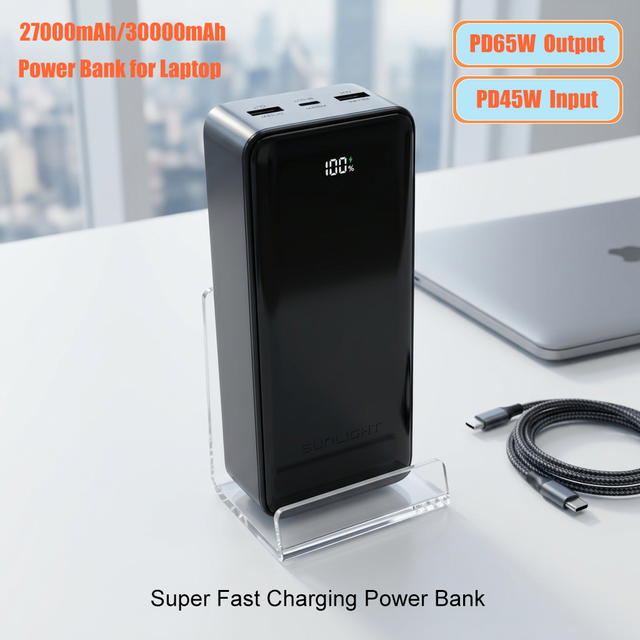 Trending Product 2026 PD65W Power Bank for Laptop with LCD Display Portable Outdoor Power Power Bank 30000mAh Fast Charging