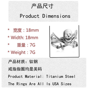 Stainless Steel <b>Skull</b> Pirate <b>Ring</b> Hollow Crossbones Design Unisex Jewelry Gift - Product Image 3