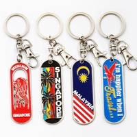 Porte-clés en alliage de zinc personnalisables en gros, style vintage dessin animé, impression sérigraphique, souvenir touristique