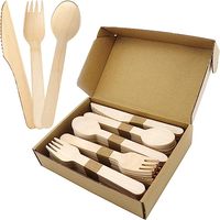 Ensemble de vaisselle écologique biodégradable en bagasse et bambou JIAHUI pour les fêtes - Comprend des assiettes, des fourchettes, des couteaux, des cuillères