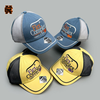 Gorra trucker de malla con bloques de color, bordado 3D, letras complejas flexibles, gorra de béisbol ajustable, logotipo personalizado, formal, pesca, exterior, casual