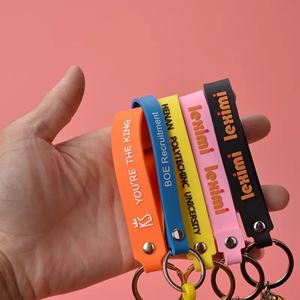 สายคล้องกุญแจยาง PVC ราคาถูก พิมพ์โลโก้ตามสั่ง ผลิตโดยผู้ผลิตโดยตรง พร้อมบริการสลักตัวอักษรแบรนด์ OEM บนสายรัดข้อมือ - Product Image 3