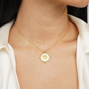 Milskye nouvelle mode bijoux gravés 925 argent sterling 18k plaqué or <span class=keywords><strong>solstice</strong></span> d'été collier de soleil géométrique - Product Image 3