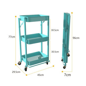 Trắng có thể điều chỉnh có thể gập lại 3 Tier di động Kệ mỏng cán lưu trữ tiện ích xe đẩy giỏ hàng cho nhà bếp - Product Image 5