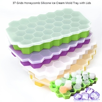 Bac à glaçons en silicone alvéolé réutilisable à 37 compartiments, de qualité alimentaire, pour congélateur domestique, pour café, whisky, cocktails et boissons