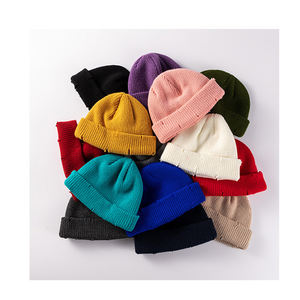 В наличии, быстрая доставка, низкий минимальный объем 100%, акриловая вязаная короткая уличная одежда с манжетами, шапка для рыбаков, зимняя шапка для женщин и мужчин - Product Image 2