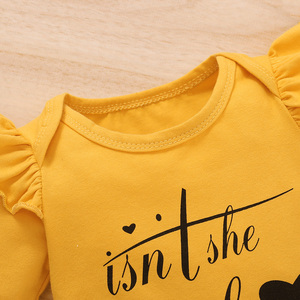 ชุดบอดี้สูทเด็กทารก ชุดนักเรียนเด็กผู้หญิง ชุดรอมเปอร์ผ้าฝ้ายพร้อมกางเกงลายดอกทานตะวันจากจีน - Product Image 3