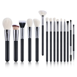 Set di 15 Pennelli da <span class=keywords><strong>Trucco</strong></span> in Fibra Sintetica con Manici in Legno Nero, Pennelli <span class=keywords><strong>per</strong></span> Ombretto e Cipria con Borsa - Product Image 5