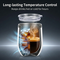 Taza de Café de Acero Inoxidable de 12 oz, Libre de BPA, con Forma de Huevo, Doble Pared, Aislamiento Térmico al Vacío, Vaso para Vino con Logotipo Grabado con Láser
