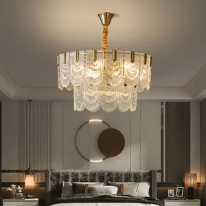 E14 Indoor Gold Modern Simple Glass Luxury Brass Chandelier Pendant Lamp For Living Room Housewarming Gift