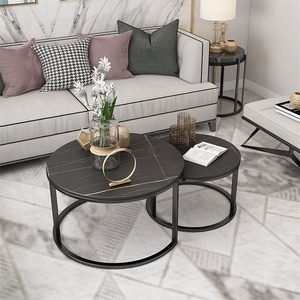 Bagolen — <span class=keywords><strong>table</strong></span> de thé ronde en marbre MDF, cadre en acier forgé simple, <span class=keywords><strong>table</strong></span> basse, moderne - Product Image 5