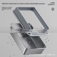 Bac à litière extra large en acier inoxydable pour chats et chiens, style ouvert, avec clôture haute anti-éclaboussures, profond et épaissi, semi-fermé