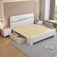 Lit en bois massif en bois de caoutchouc nordique blanc moderne Simple 1.8m chambre principale lit Double lumière lit de stockage d'air de luxe