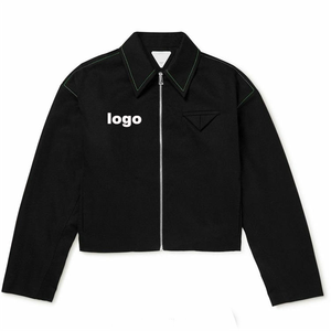 Chaqueta Personalizada 100% Poliéster con Lavado Ácido, Cuello Alto, Corte Recortado, Estilo Vintage, Streetwear Casual de Otoño, Marca Privada para Hombre - Product Image 3