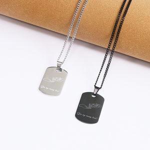 Collar <span class=keywords><strong>de</strong></span> acero inoxidable para hombre con cadena <span class=keywords><strong>de</strong></span> eslabones, nuevo diseño, etiqueta rectangular <span class=keywords><strong>de</strong></span> frase inspiradora grabada personalizada para niños - Product Image 6