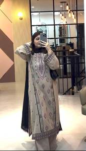 Faux Georgette lourde avec broderie 5 mm séquence travail avec manches vêtements de fête Look Faux Georgette haut Plazzo & Dupatta ensemble - Product Image 4