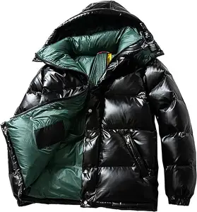 Shiny Custom Outdoor Winter Jacket Men Casual Hooded Down Mens Man Puffer Jacket 2022 Style Packable