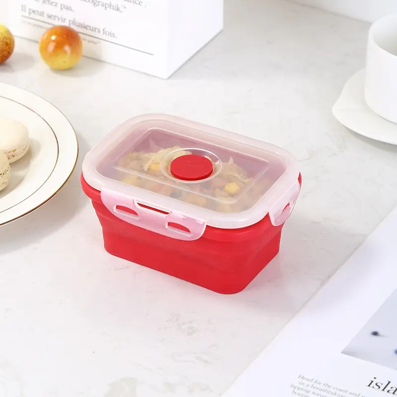 Meal Kitchen Kid Salad Fruit Prep Storage Container Silicone Food Storage Box with Airtight Lid
